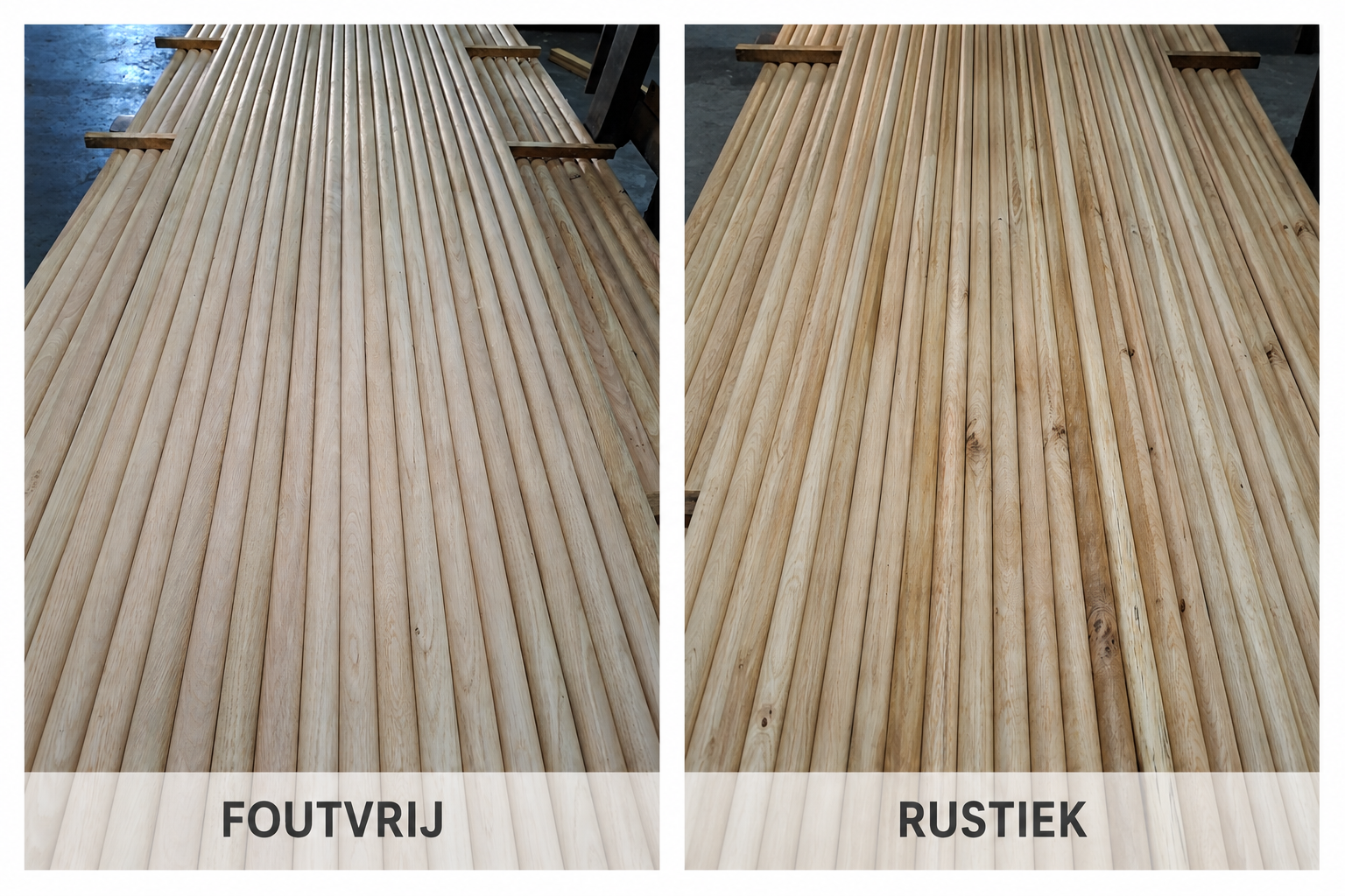 Halfronde eiken latten 40mm - Afbeelding 2